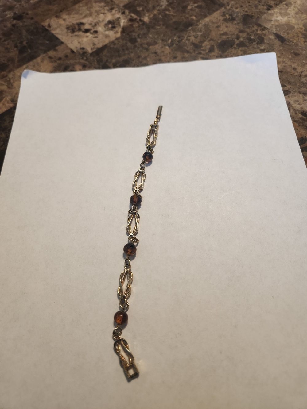 Avon Retro Gold-Tone Bracelet with Brown Beads